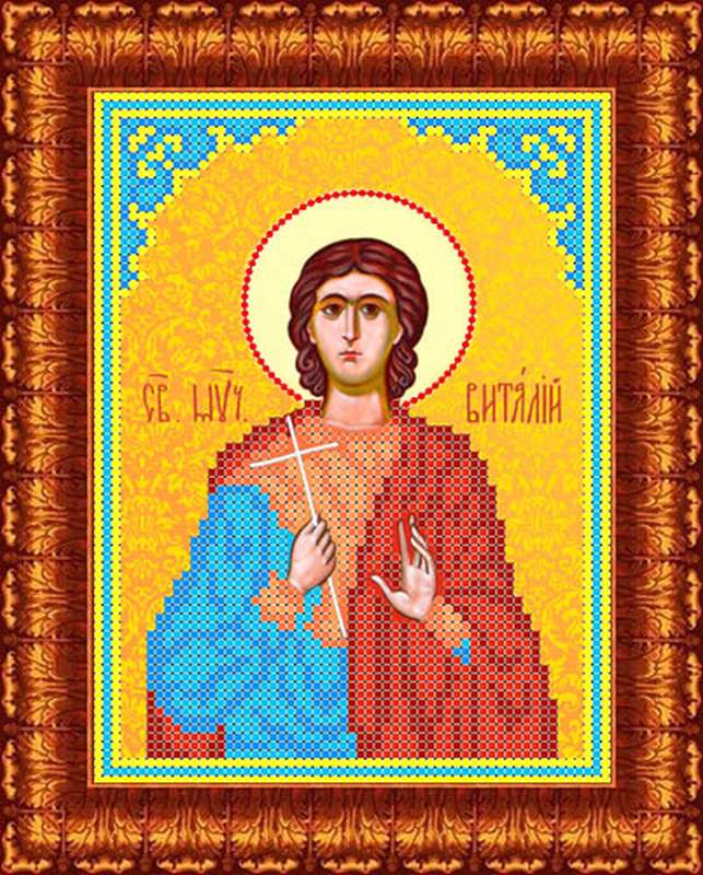 Икона Святой Виталий - Основа на габардине для вышивки бисером и крестом